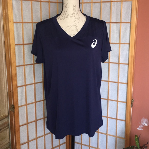 NWT ASICS Athletic Practice Short Sleeve Top Large Blue - Picture 3 of 12